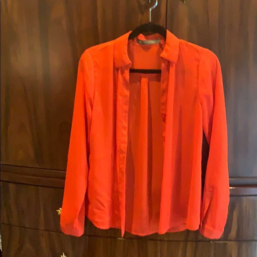 Orange with black polka dots blouse